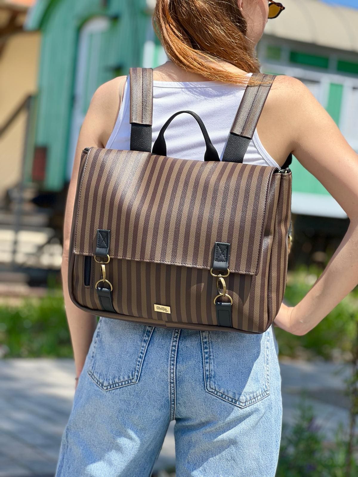 תיק גב/צד Jaffa גדול פסים