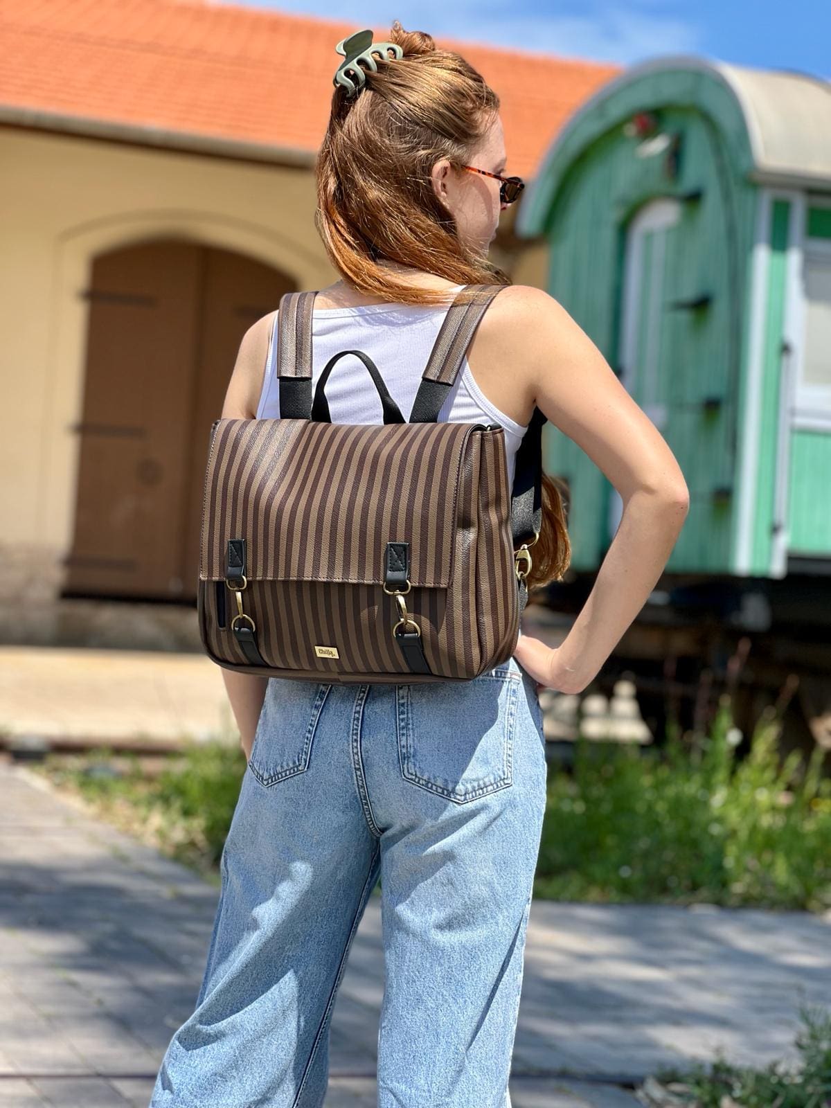 תיק גב/צד Jaffa גדול פסים