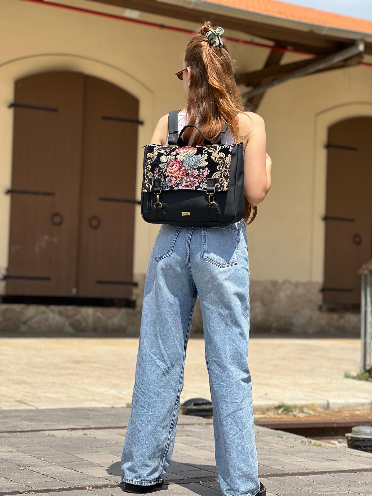 Large Jaffa Vintage Flowery Backpack/Side Bag -