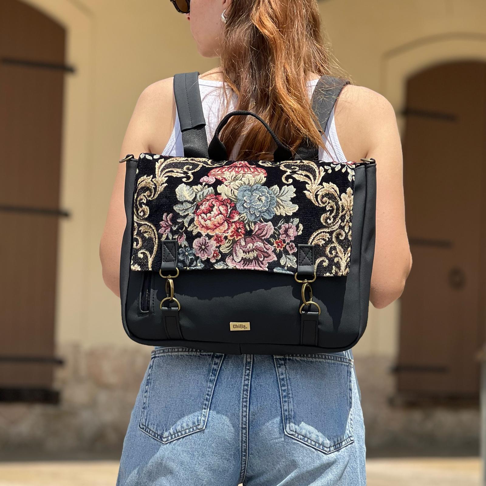 Large Jaffa Vintage Flowery Backpack/Side Bag -