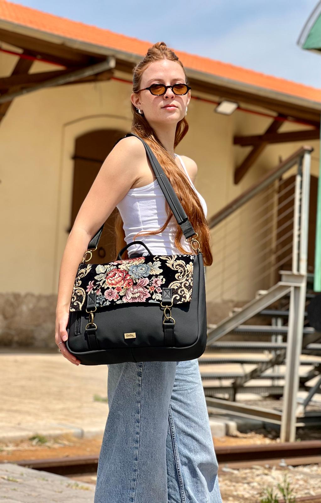 Large Jaffa Vintage Flowery Backpack/Side Bag