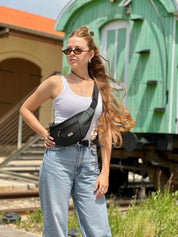 פאוץ' רוני גדול שחור מט דמוי עור