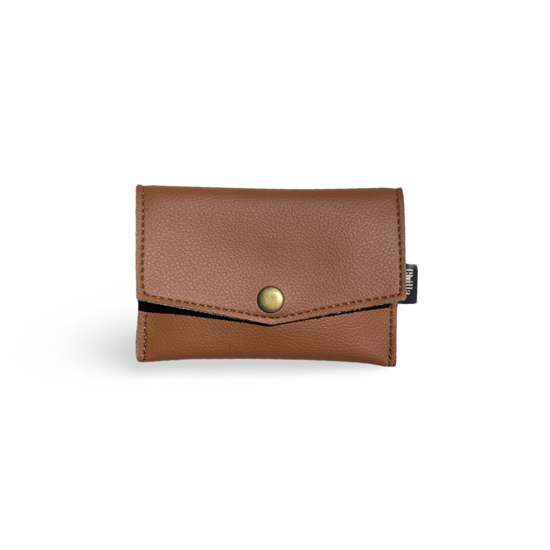 Camel Textured Faux Leather Small Wallet
