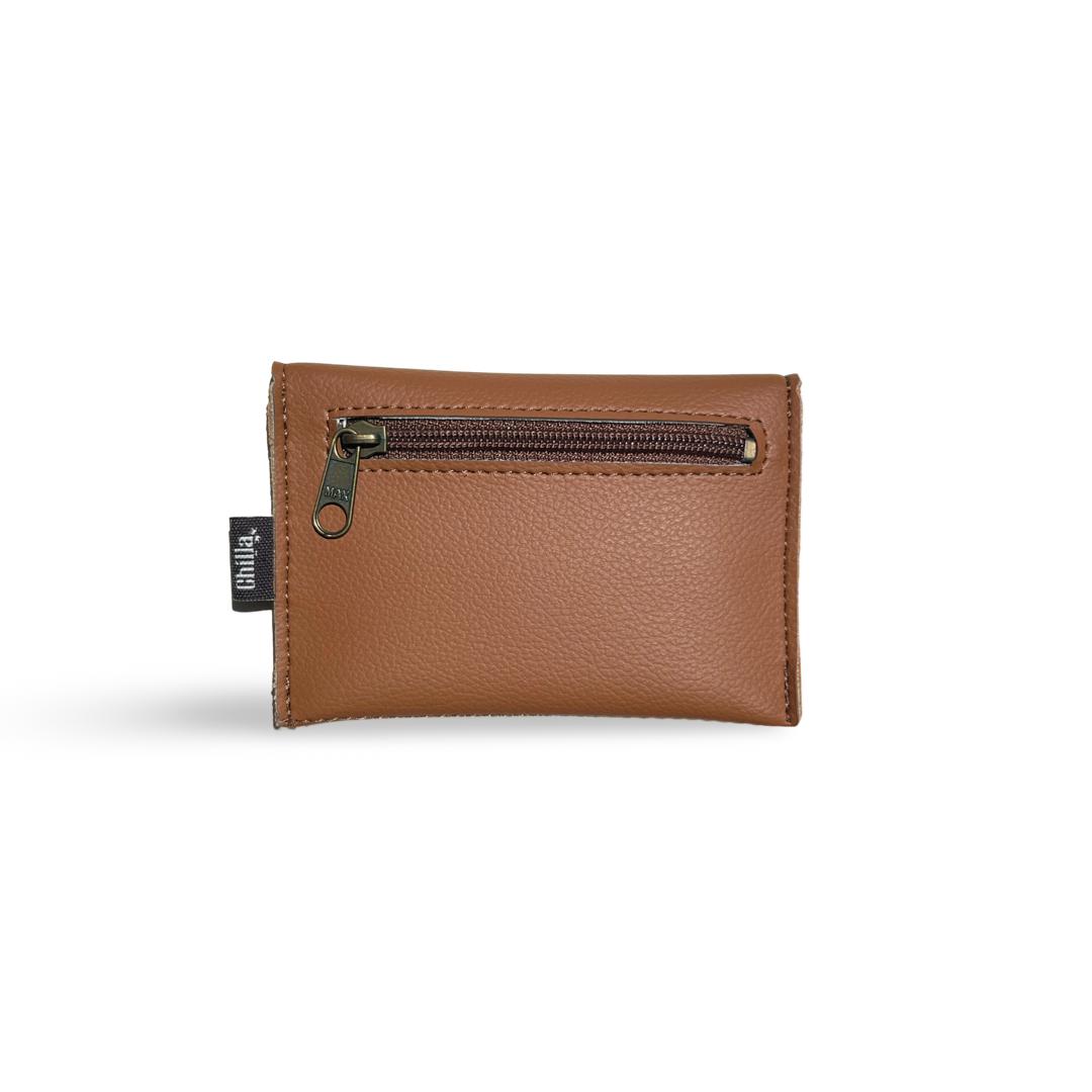 Camel Textured Faux Leather Small Wallet