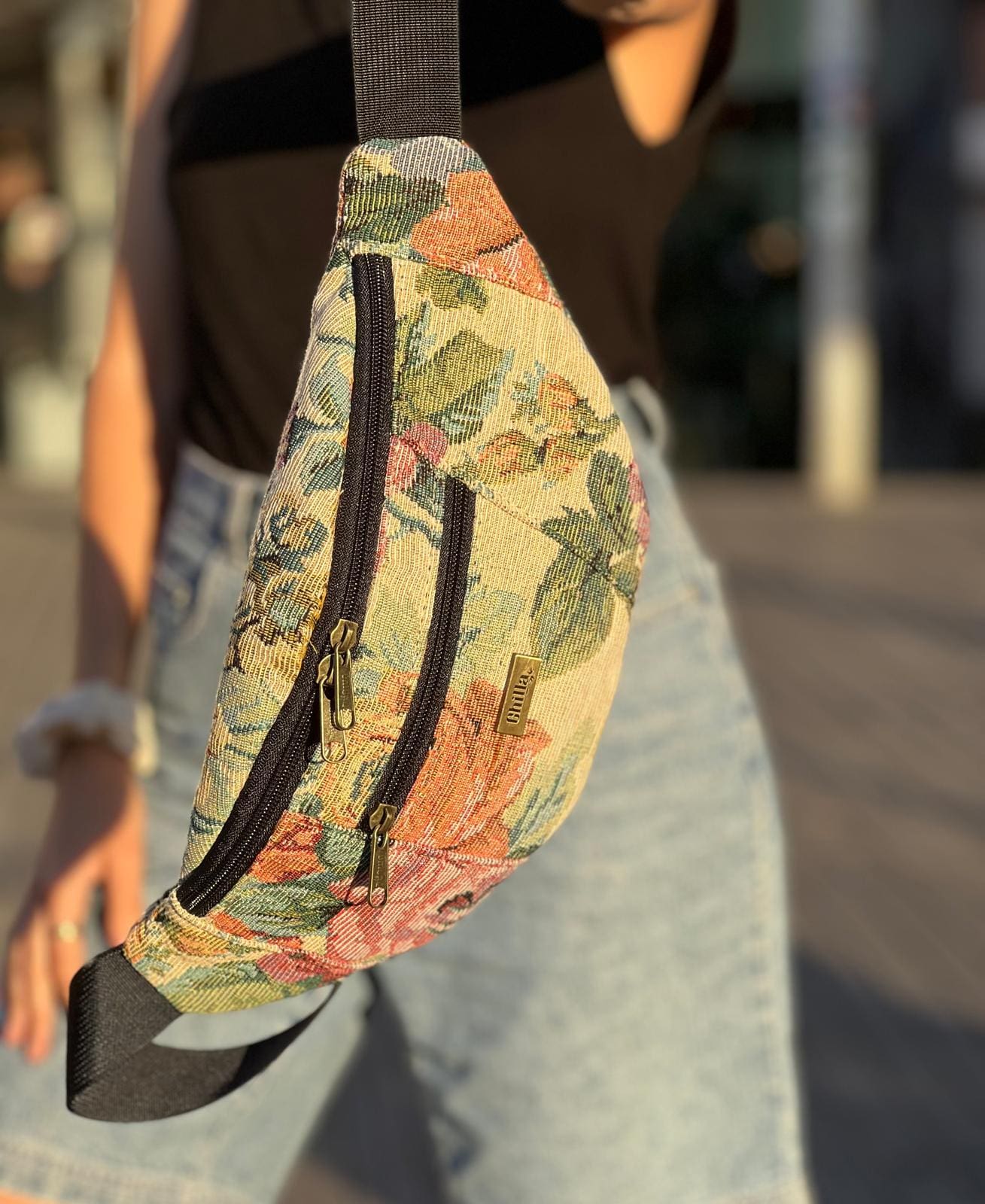 פאוץ' רוני גדול וינטייג' שמנת גובלן