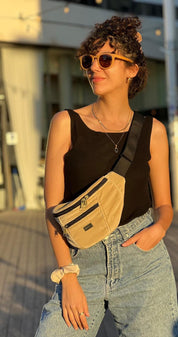 פאוץ' רוני גדול קטיפה צהוב פסטל