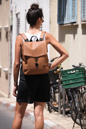 תיק גב סטודנטס בינוני קאמל רטרו