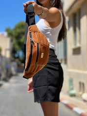 פאוץ' רוני גדול קטיפה כתום עתיק