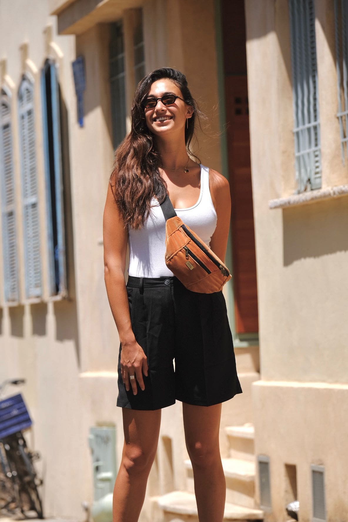 פאוץ' רוני גדול קטיפה כתום עתיק