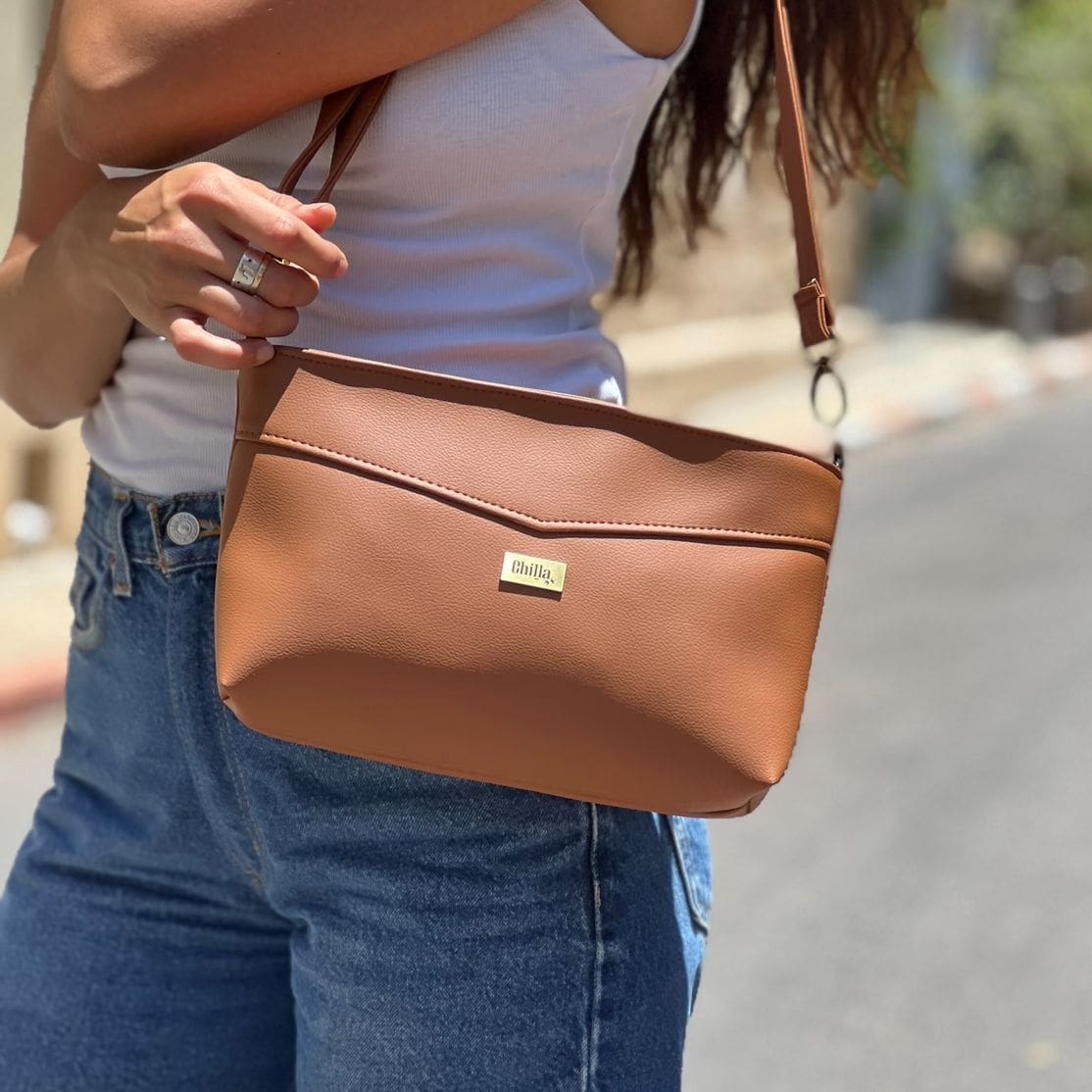 תיק צד/ קלאץ' סבתא רחל קאמל טקסטורה חדשה