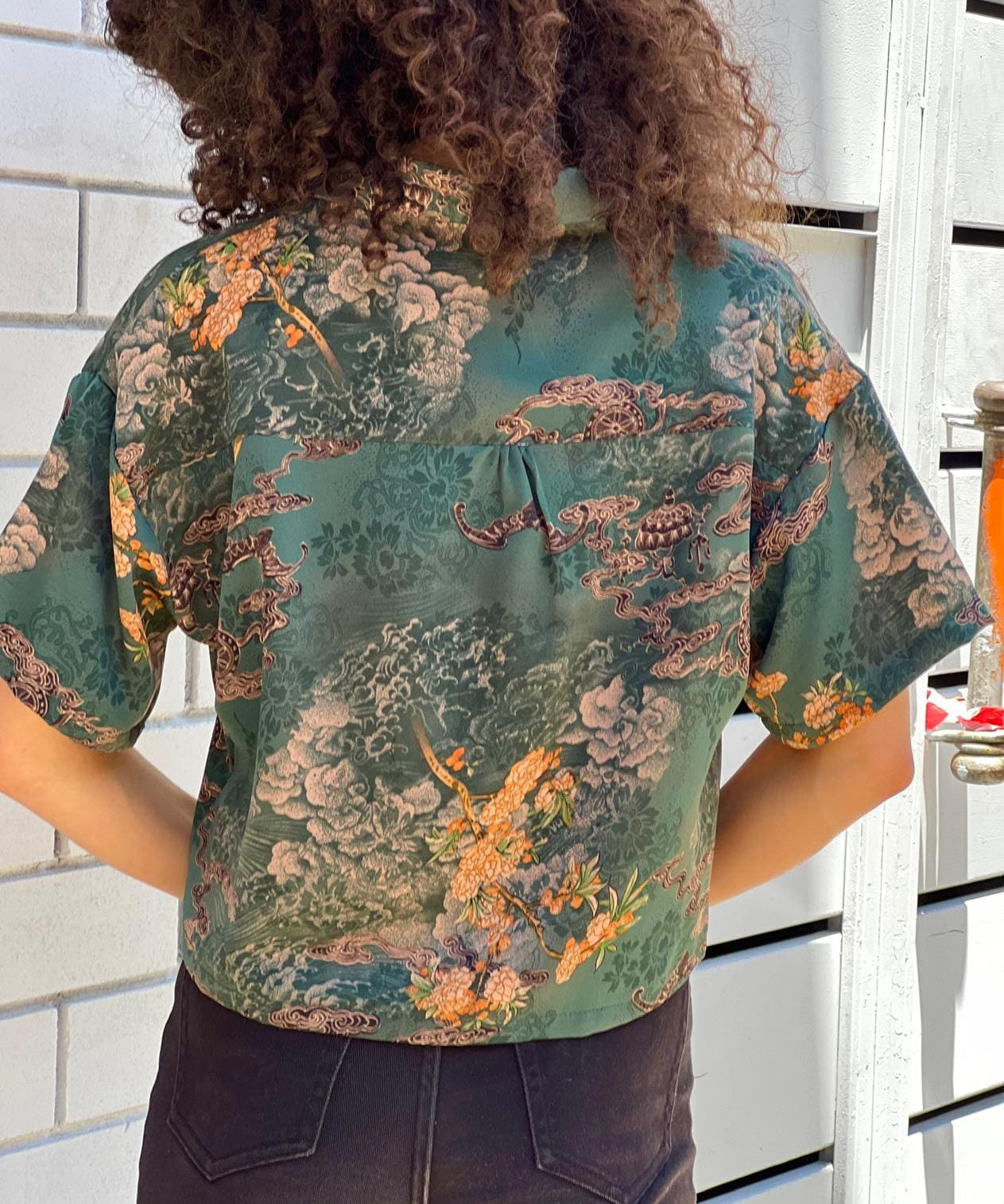 חולצה מכופתרת אוברסייז קימונו