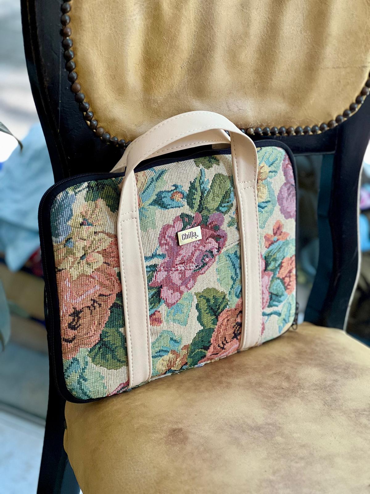 Floral Gobelin Fabric iPad Bag -