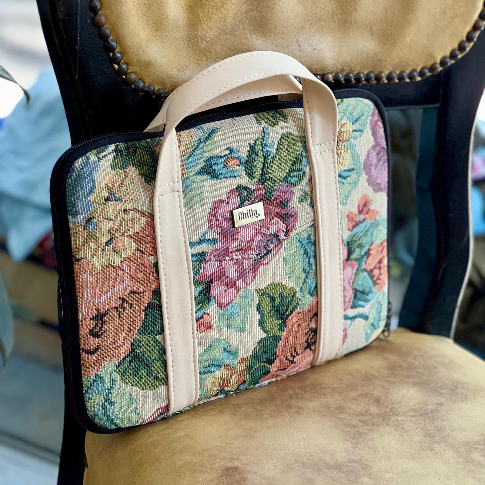 Floral Gobelin Fabric iPad Bag -