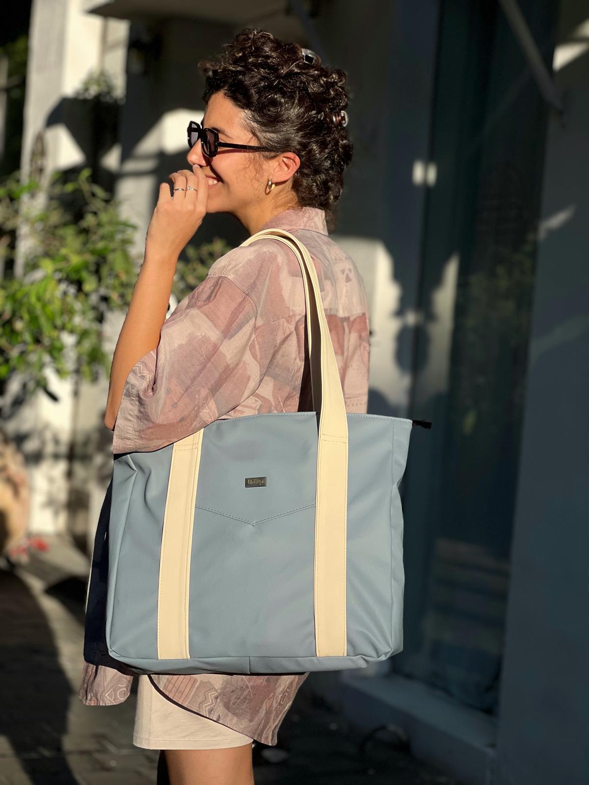 Pastel Light Blue NOKO Large Shoulder Bag -