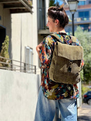 תיק גב סטודנטס בינוני ירוק זית קורדרוי