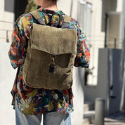 תיק גב סטודנטס בינוני ירוק זית קורדרוי