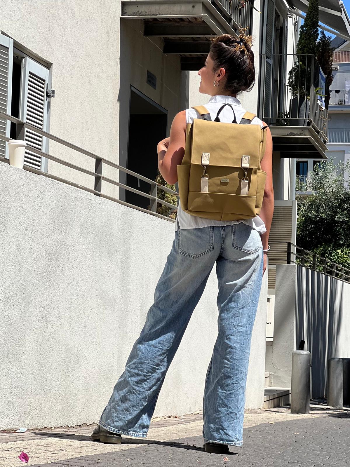 Mustard Canvas Unicorn Backpack