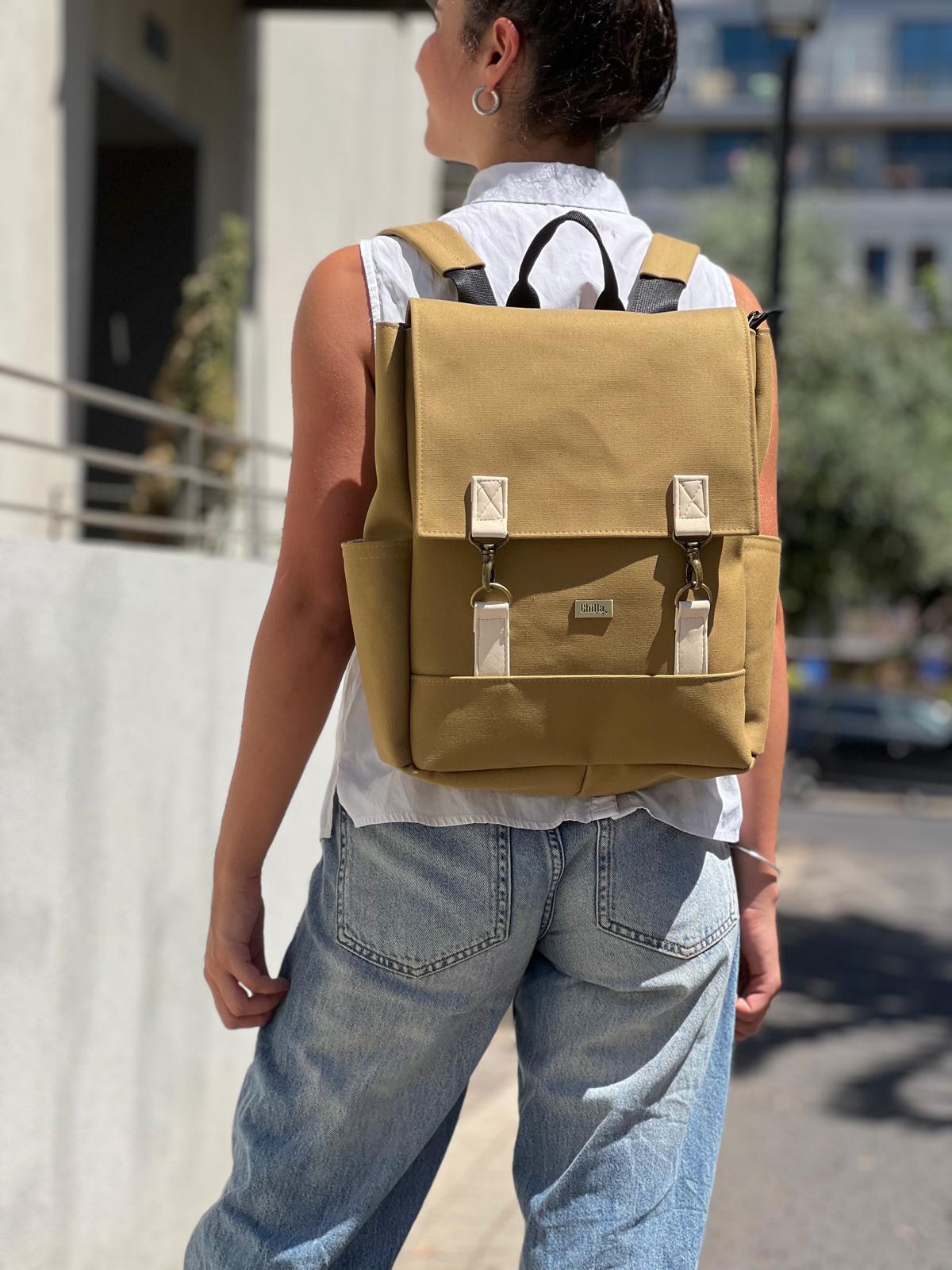 Mustard Canvas Unicorn Backpack