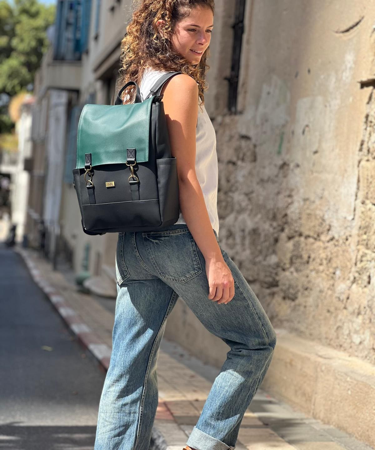 תיק גב Unicorn ירוק-שחור דמוי עור