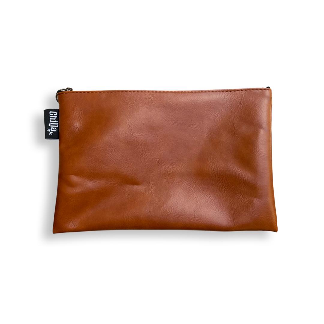 Camel Faux Leather Clutch