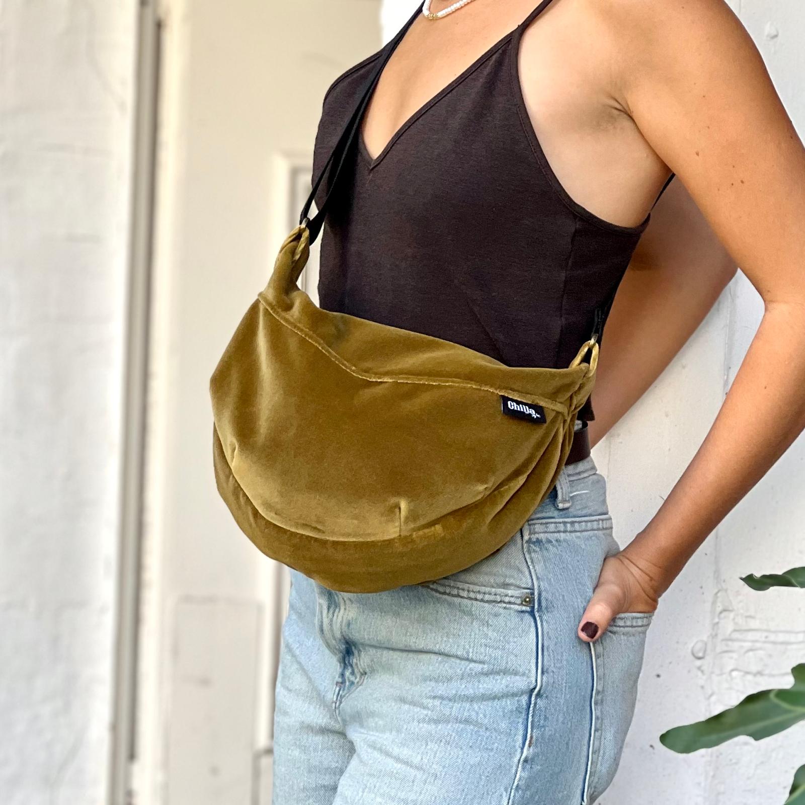 Mustard Velvet Vital Side Bag