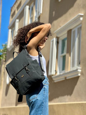 תיק גב Unicorn שחור דמוי נובוק