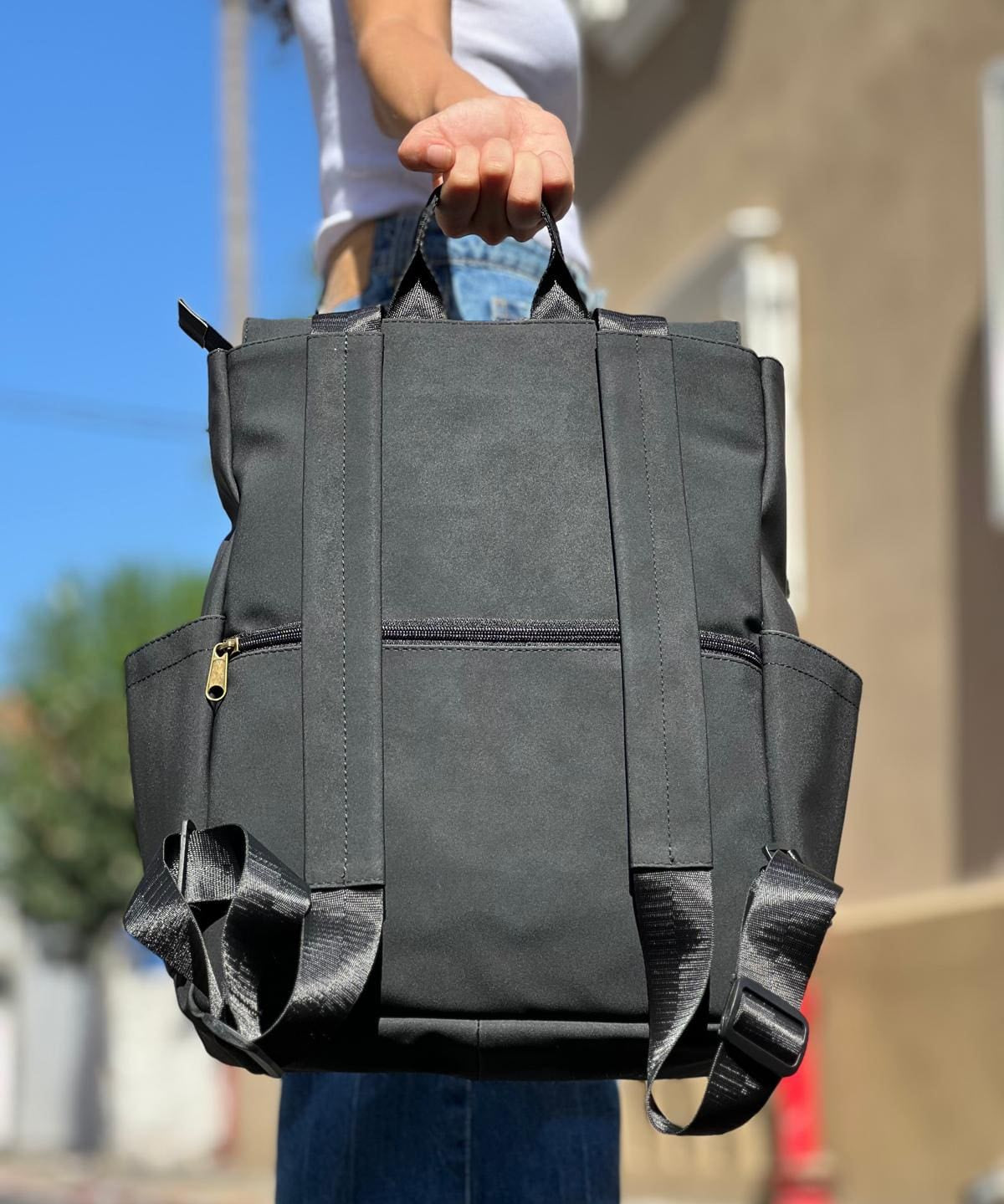 תיק גב Unicorn שחור דמוי נובוק