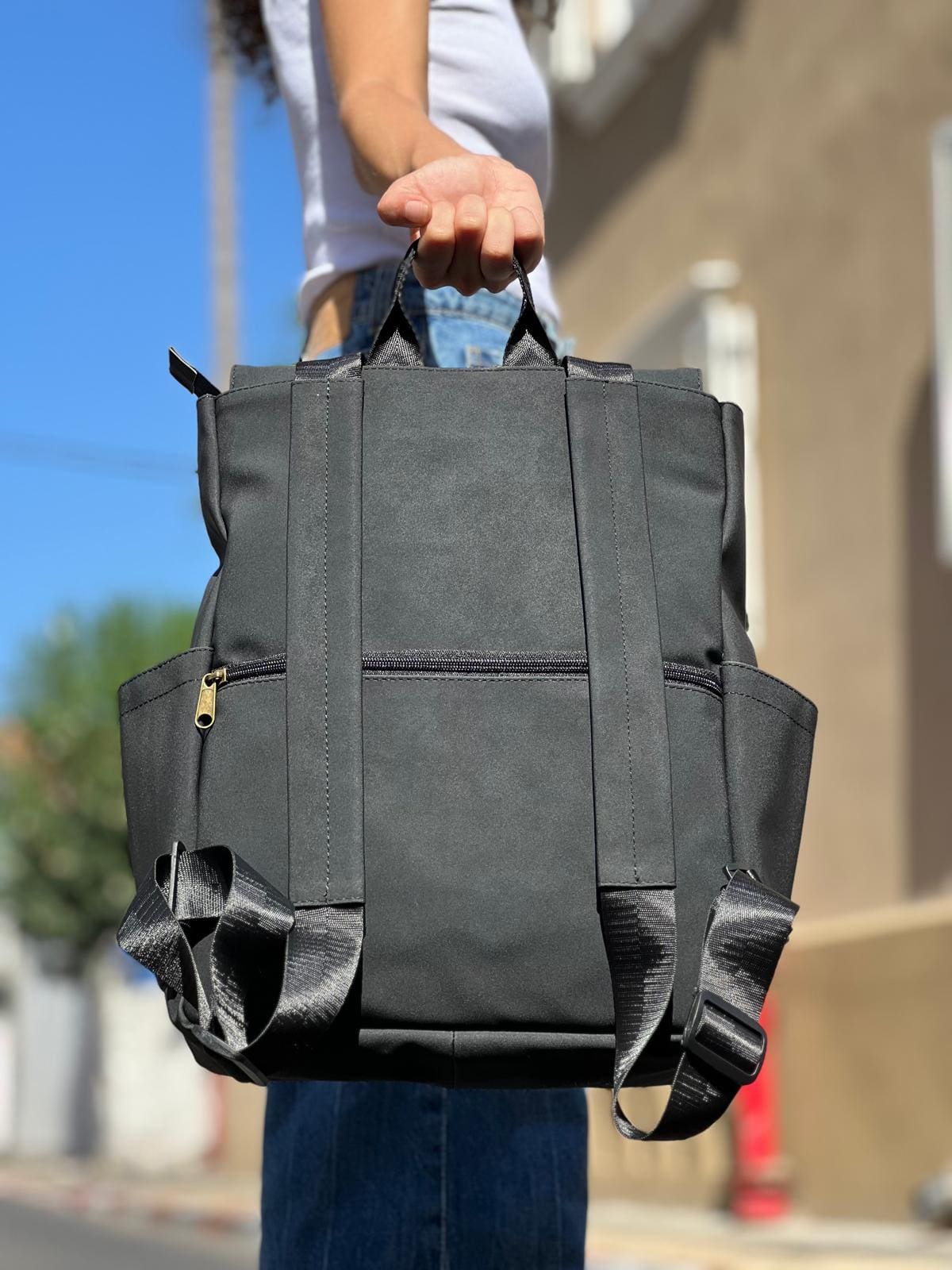 תיק גב Unicorn שחור דמוי נובוק