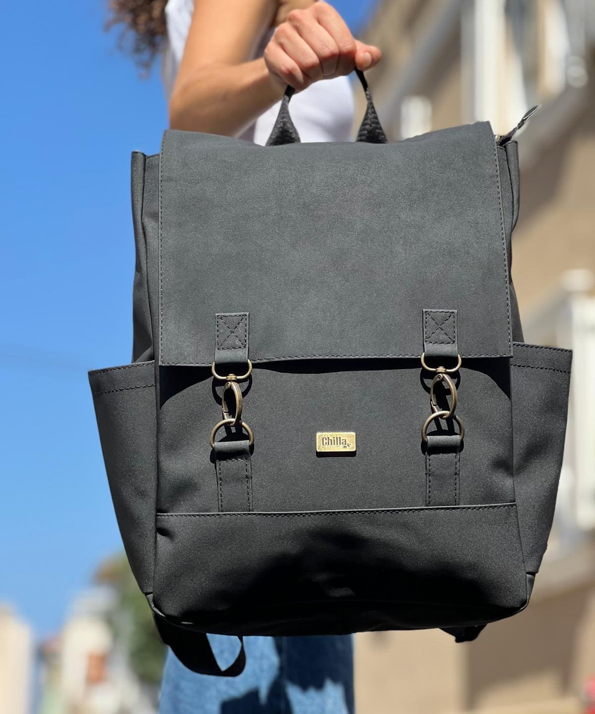 תיק גב Unicorn שחור דמוי נובוק