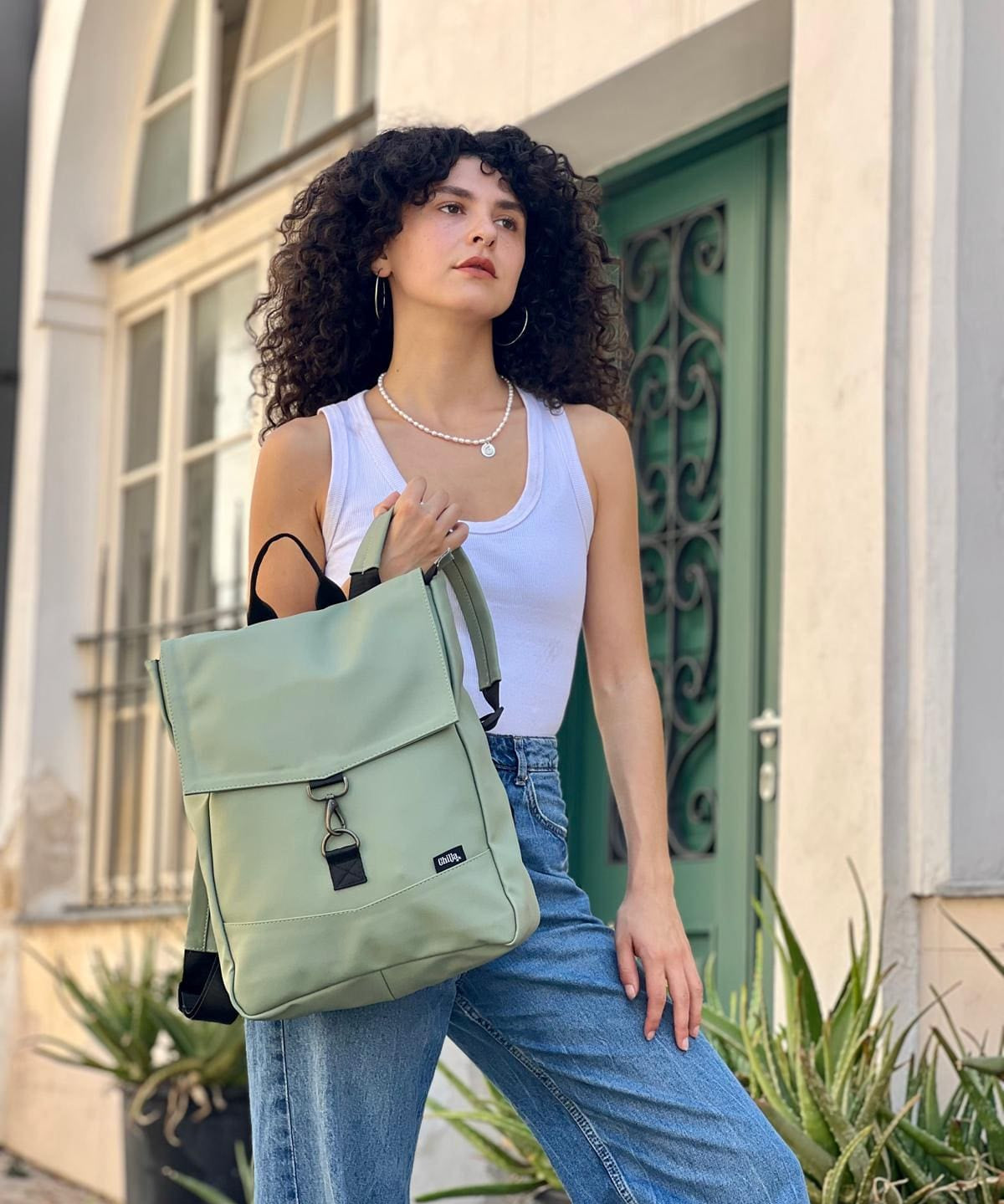 תיק גב סטודנטס בינוני ירוק תפוח פסטלי