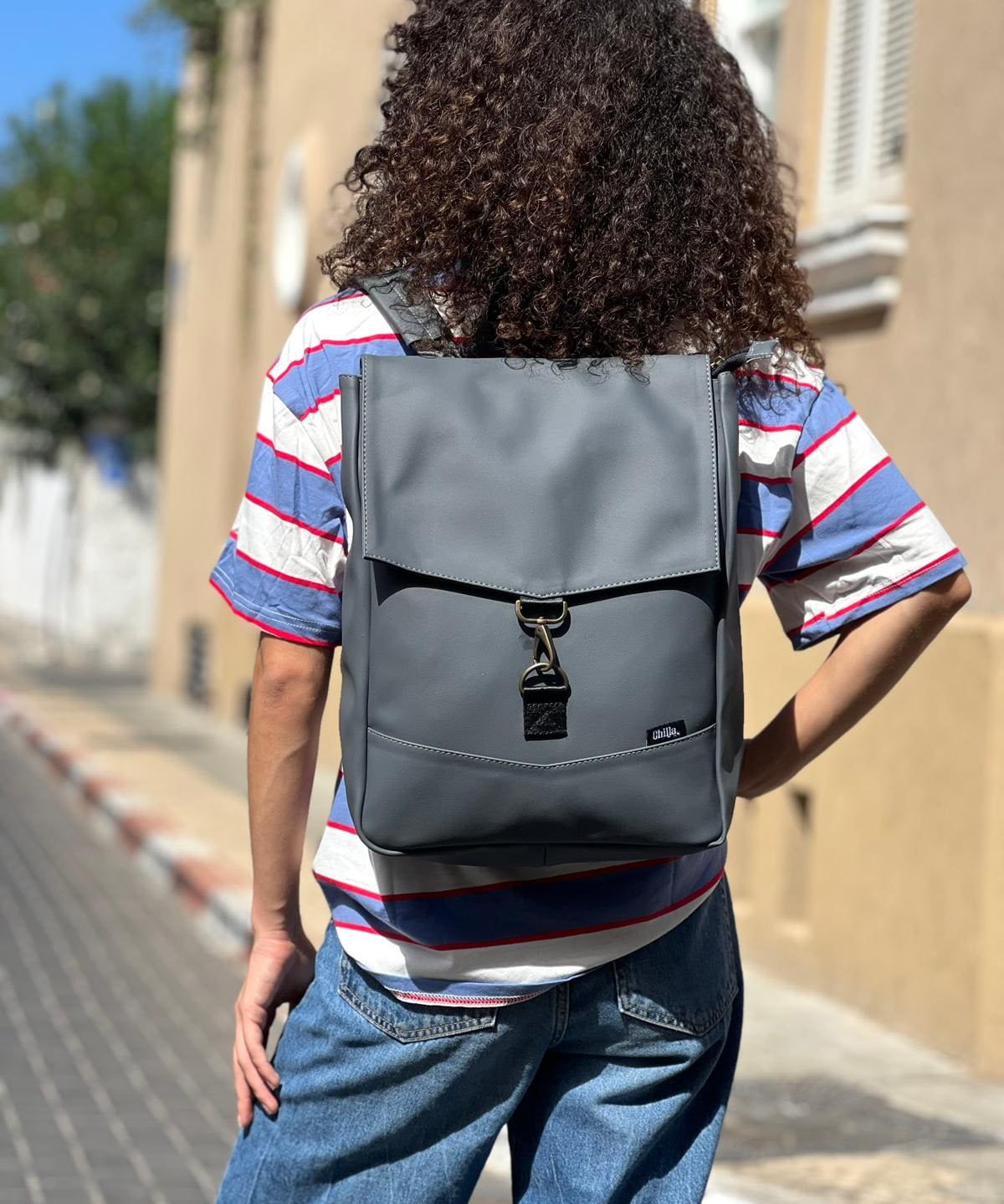 תיק גב סטודנטס בינוני אפור כהה