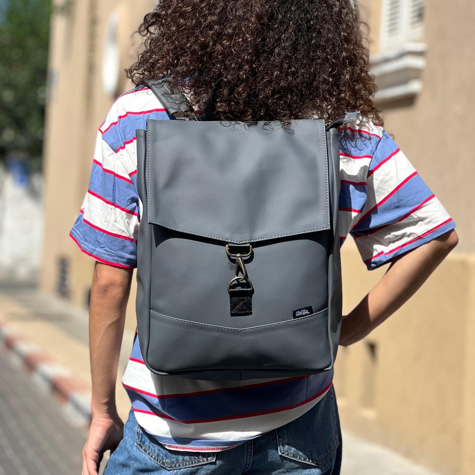 תיק גב סטודנטס בינוני אפור כהה