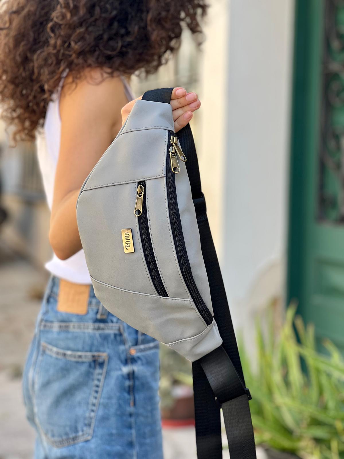 Large "Roni" Light Gray Fanny Pack