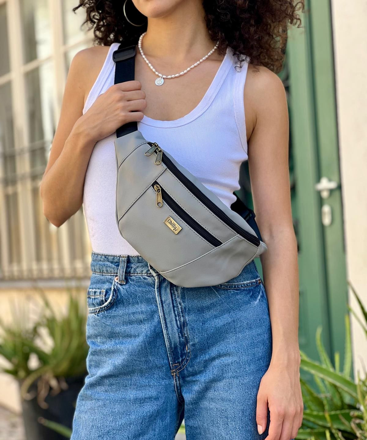 פאוץ' רוני גדול אפור בהיר