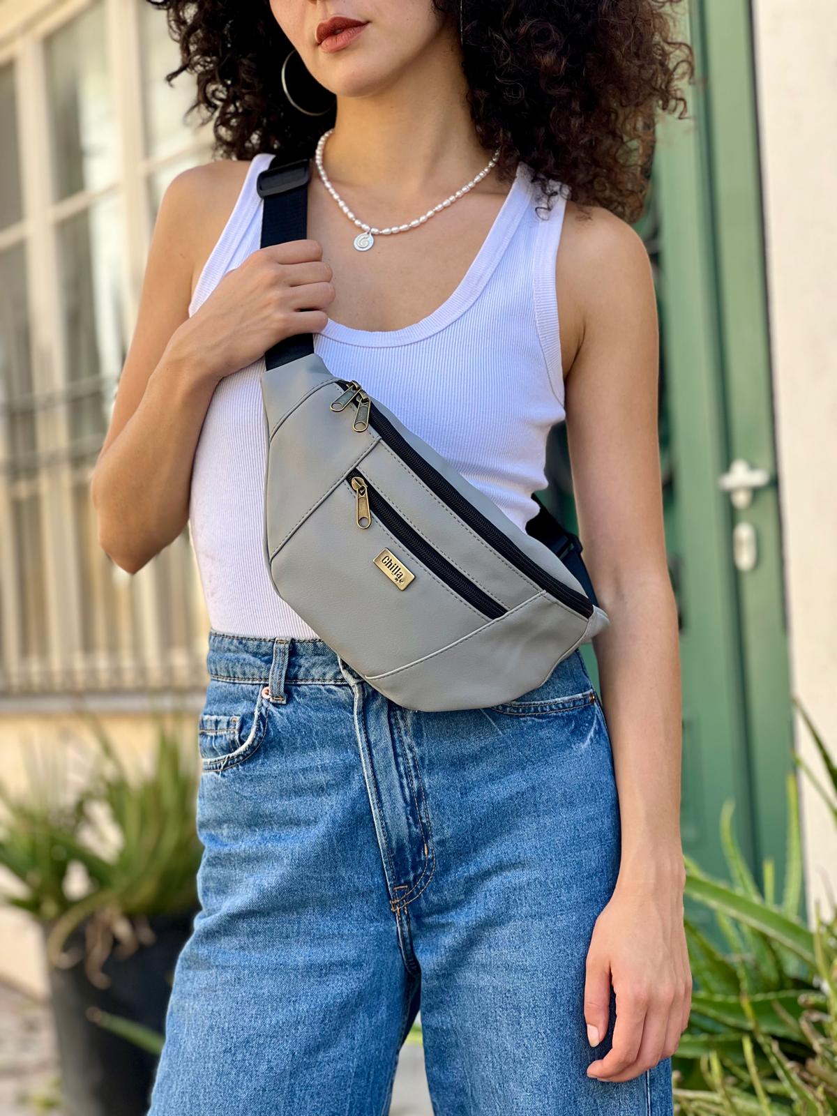 Large "Roni" Light Gray Fanny Pack