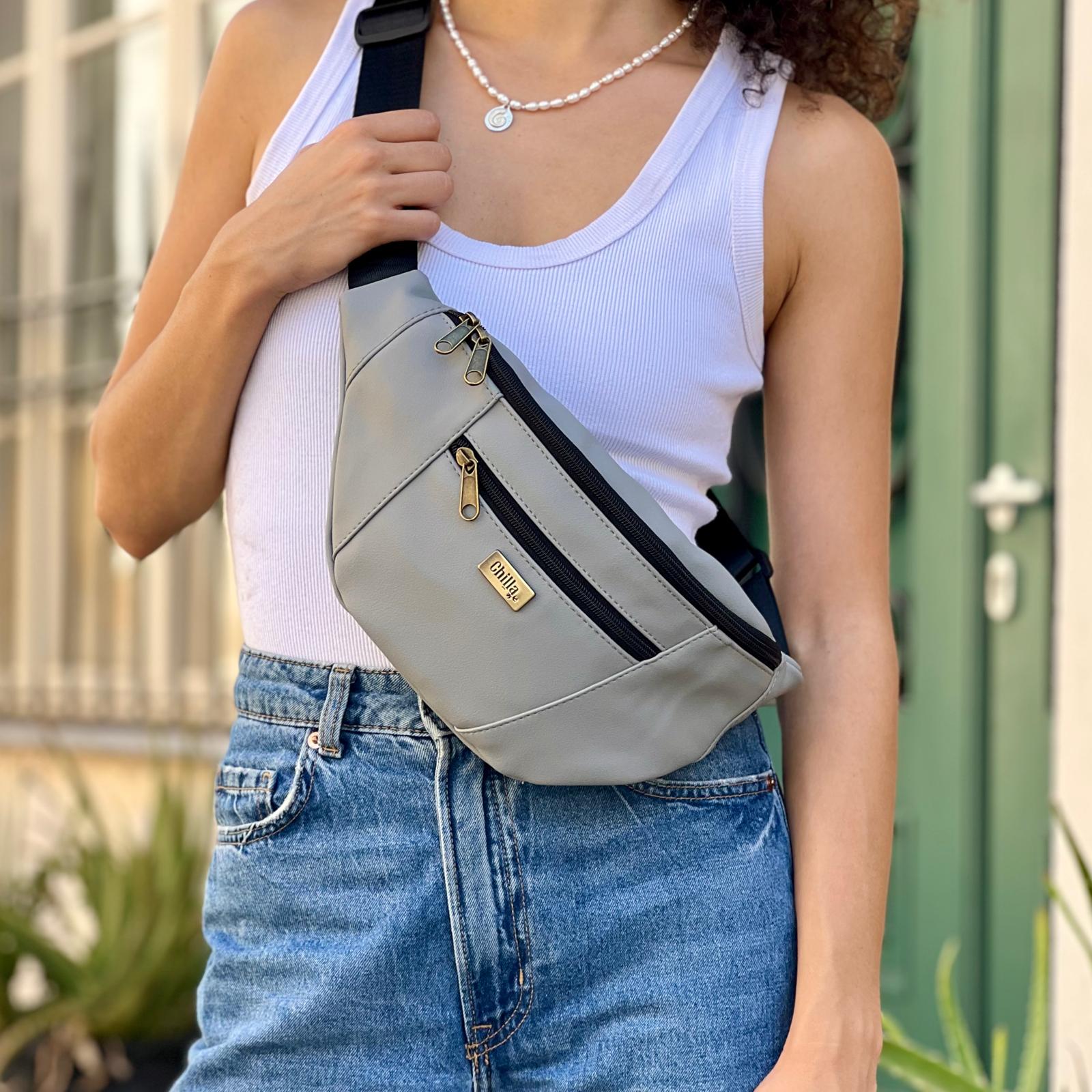 Large "Roni" Light Gray Fanny Pack