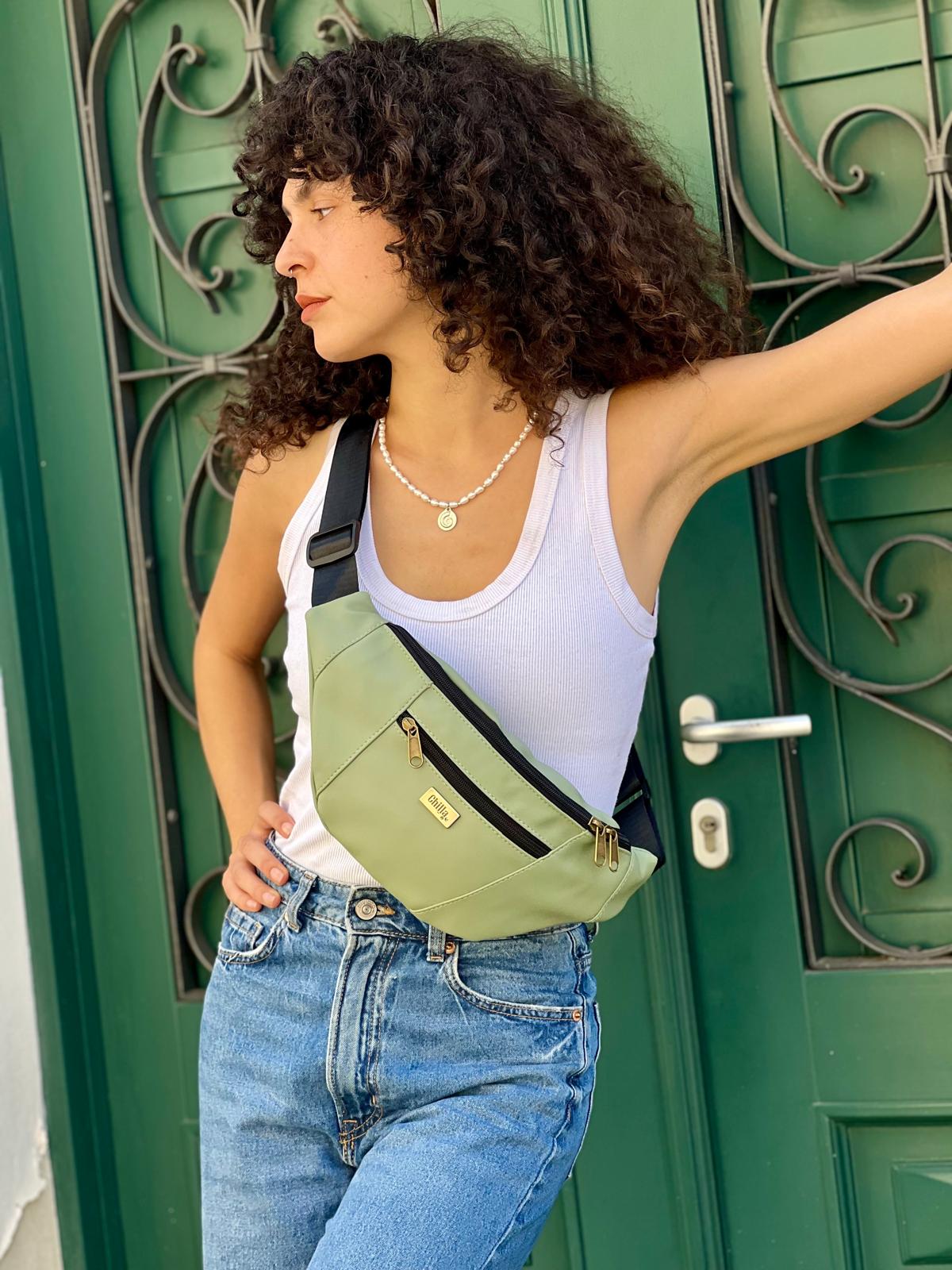 Large "Roni" Apple Green Fanny Pack