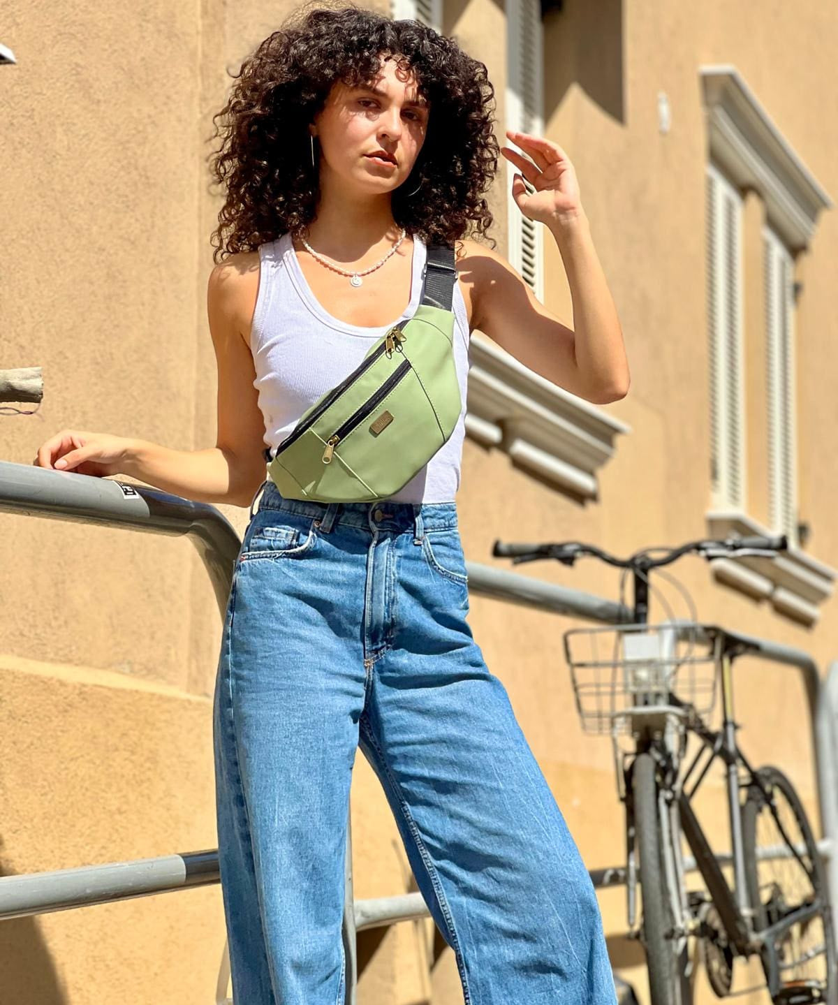 פאוץ' רוני גדול ירוק תפוח