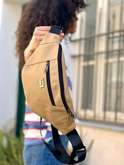 פאוץ' רוני גדול חול דמוי עור