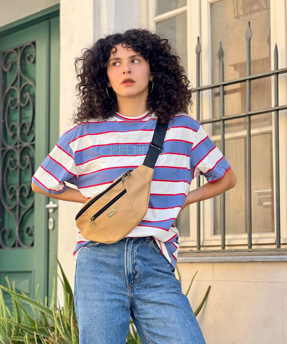 פאוץ' רוני גדול חול דמוי עור