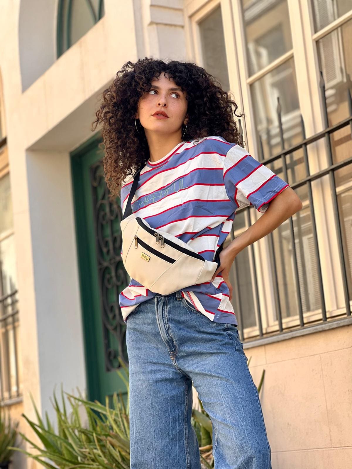 פאוץ' רוני גדול שמנת קנבס