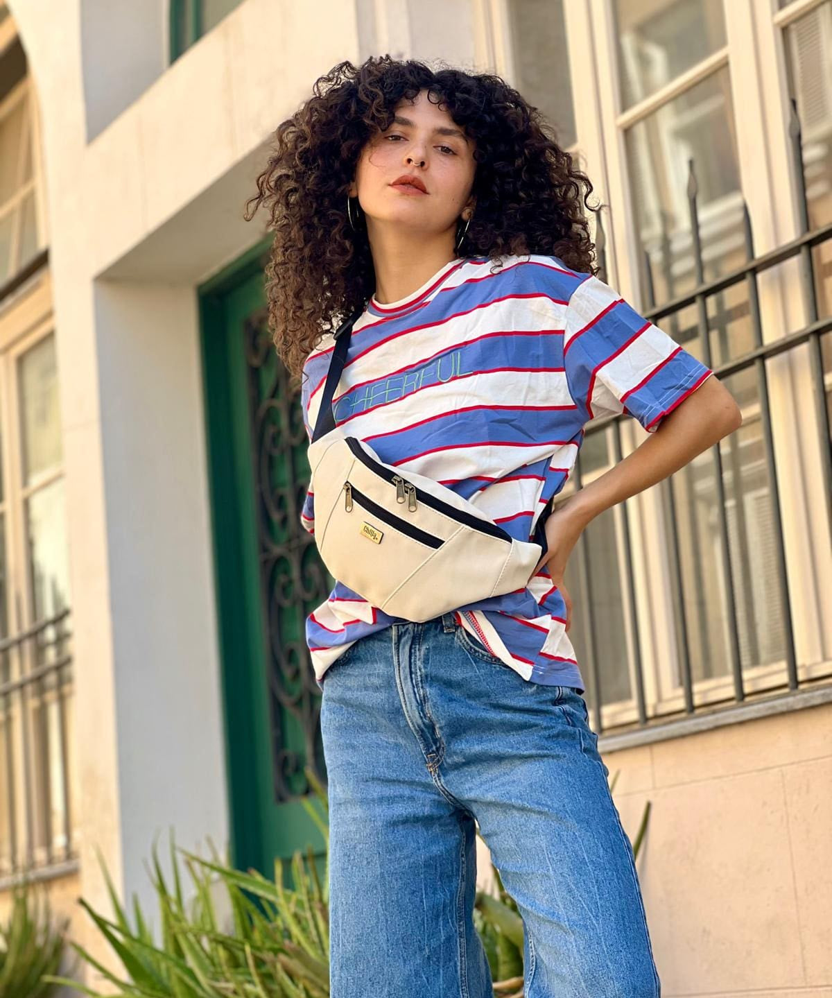 פאוץ' רוני גדול שמנת קנבס