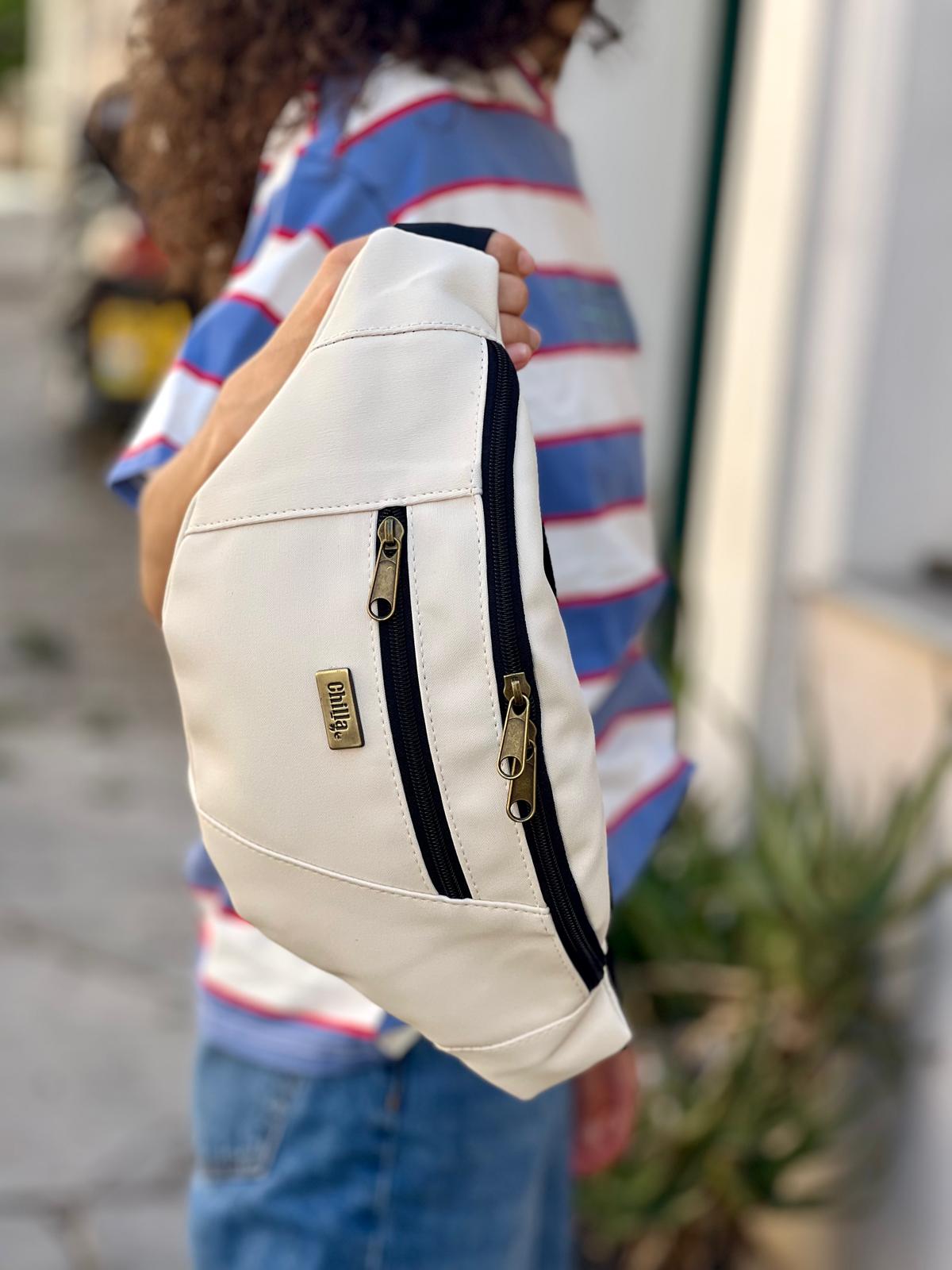 Large "Roni" Cream Canvas Fanny Pack