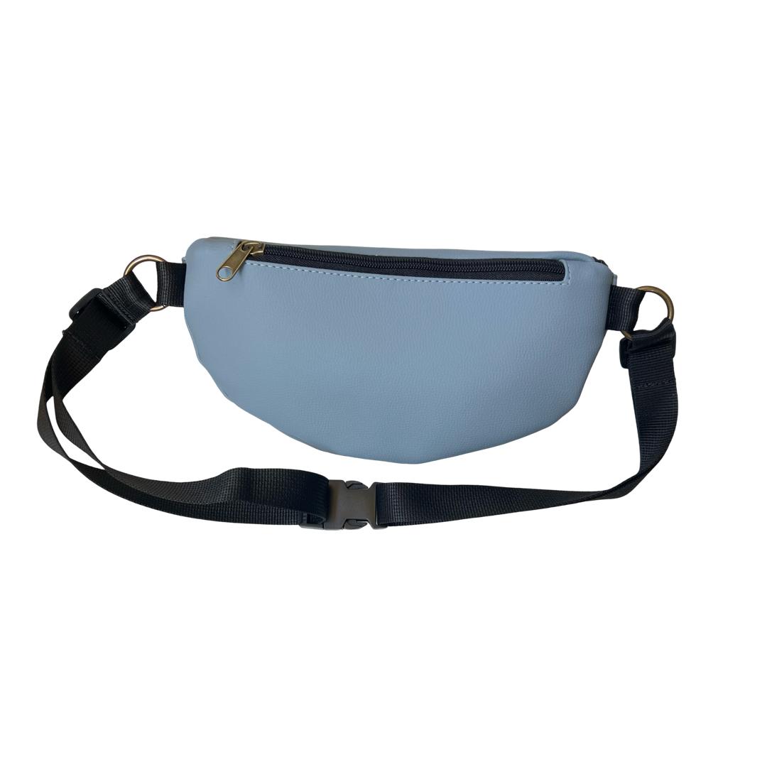 "Helga" Light Blue-Gray Textured Fanny Pack