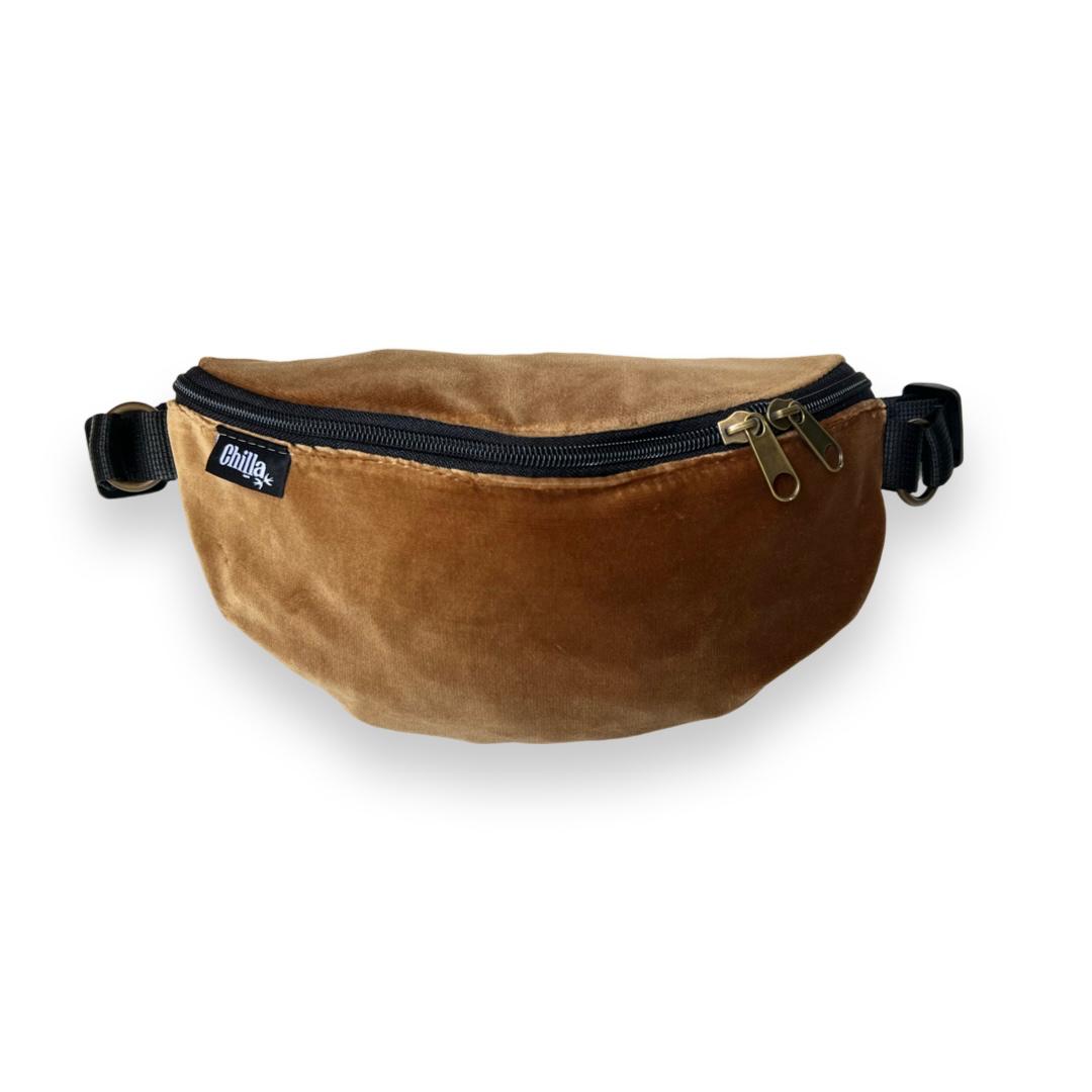 "Helga" Mustard Brown Velvet Fanny Pack