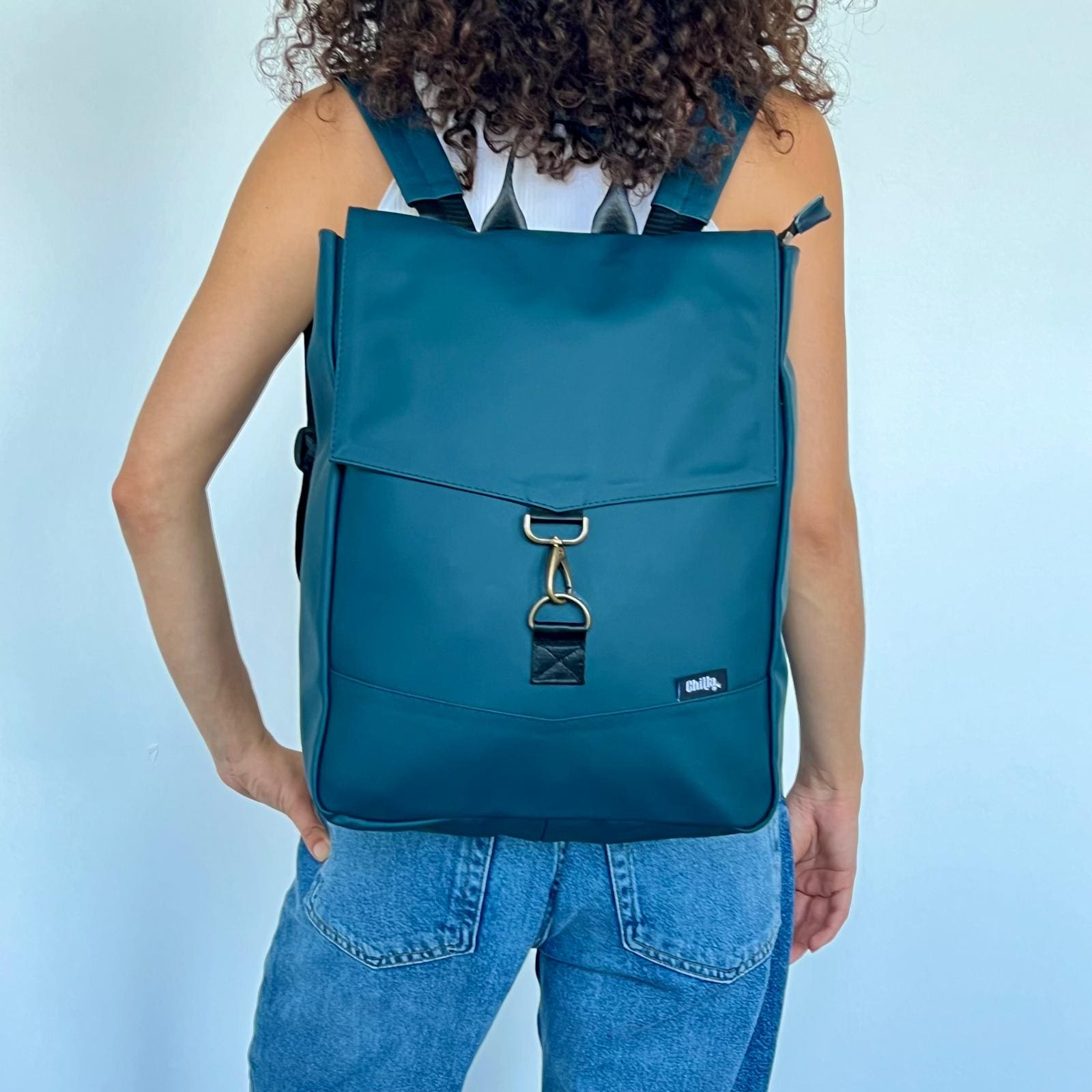 תיק גב סטודנטס בינוני ירוק בקבוק כהה