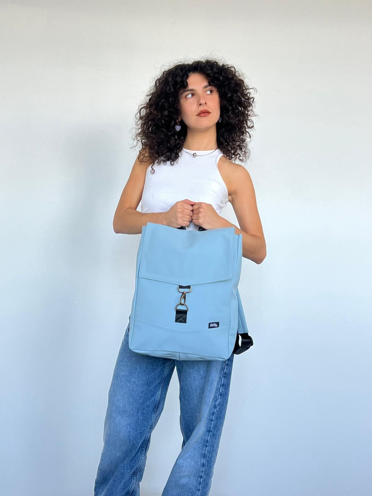 Pastel Light Blue Medium Students Backpack