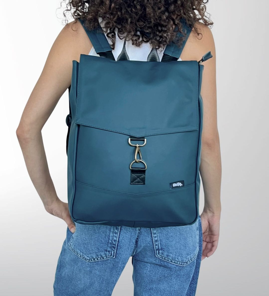 תיק גב סטודנטס בינוני ירוק בקבוק כהה