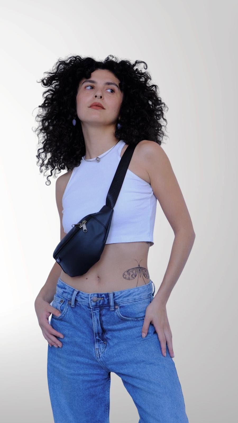 Black Faux Leather Roni Fanny Pack