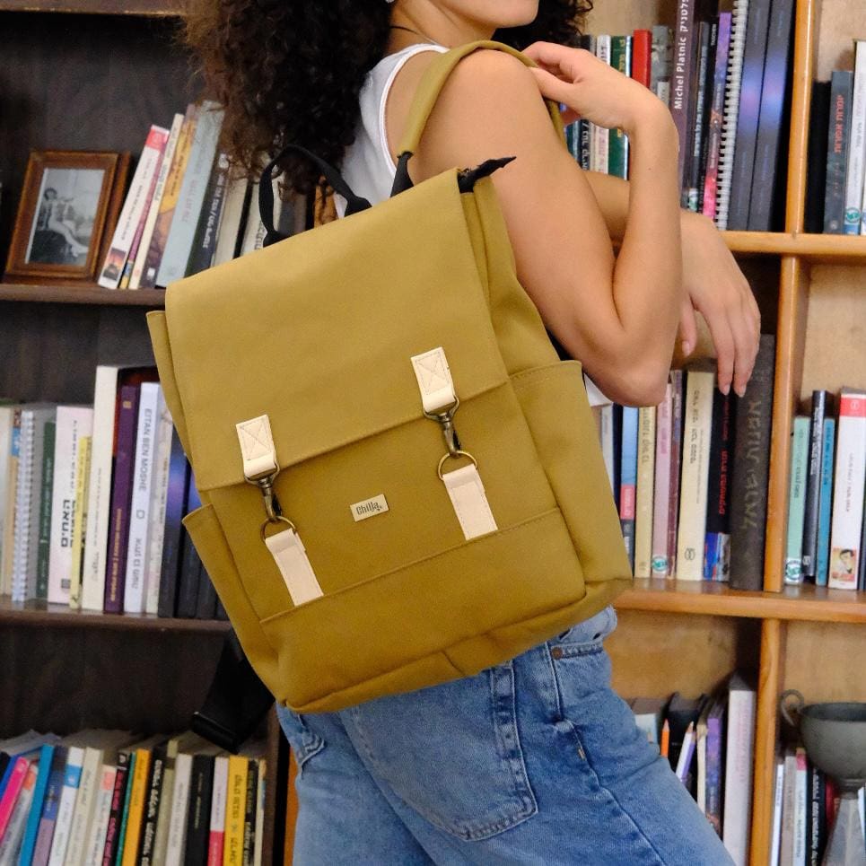 תיק גב Unicorn חרדל קנבס